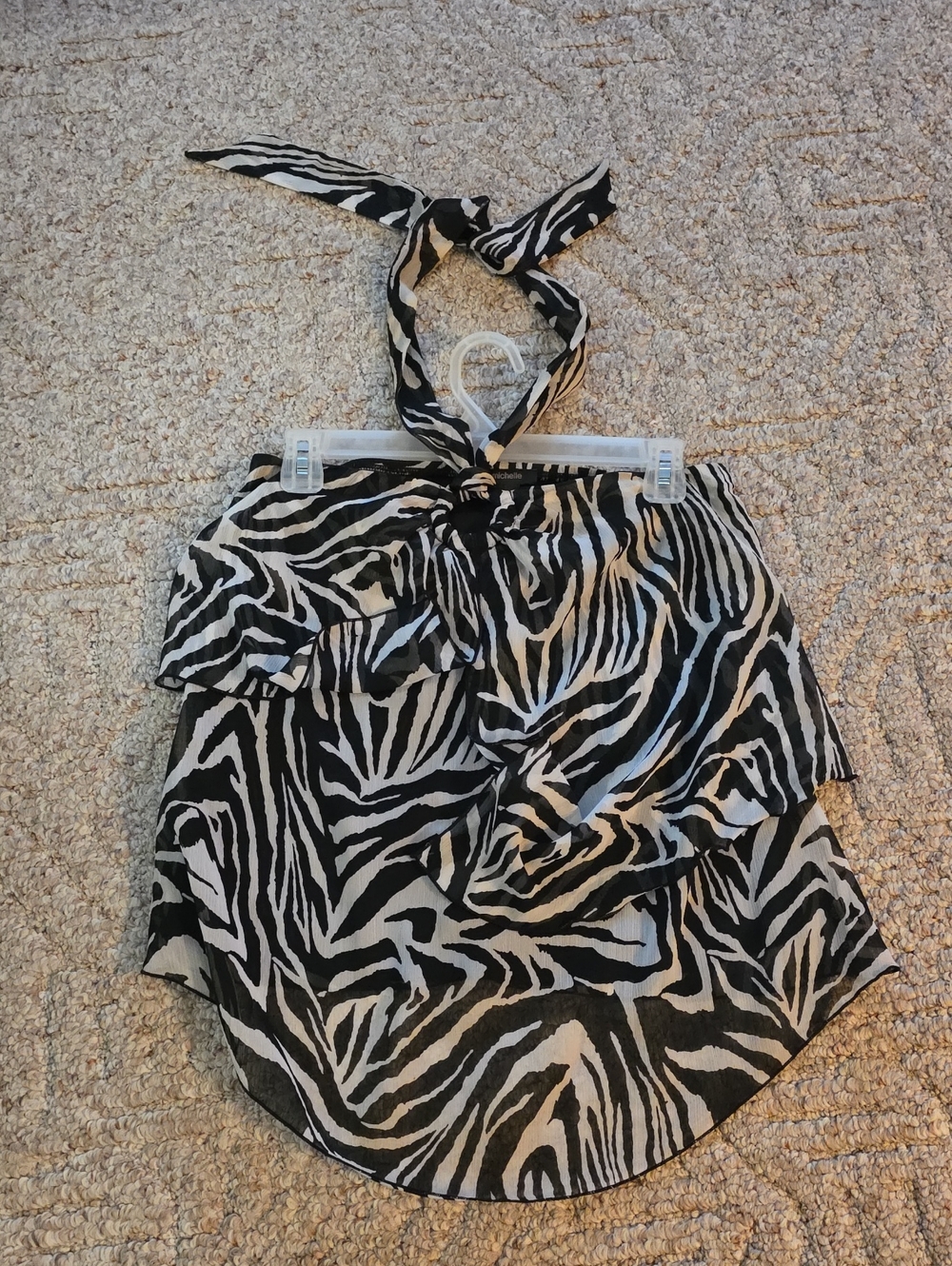 My Michelle Black and White Zebra Print Halter Top